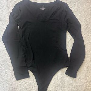 nuuds scoop neck Black Long Sleeve Bodysuit